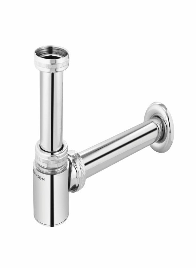 Johnson Bathrooms Johnson Dew Bottle Trap for Wash Basin with 190 mm Outlet Pipe | Brass Material | Chrome Plated Glossy Finish with Wall Flange | Anti Cockroach Trap | 2 Years Warranty (Pack of 1) - Image 1
